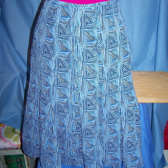 Loft Dresses & Skirts - Loft Blue and Black A-Line Skirt Sz 12